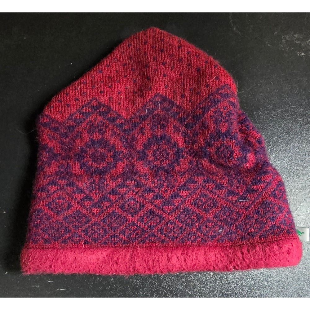 Turtle Fur Wool‎ Acrylic Fair Isle Beanie Hat Red Purple Outdoor Winter
